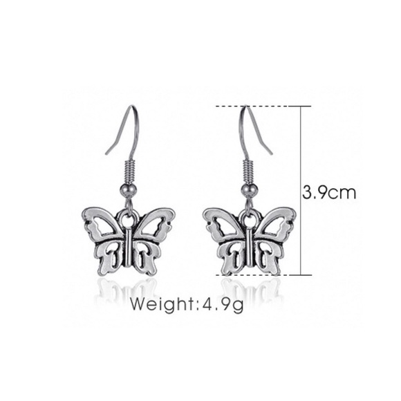 Any 4/$25! Silver Butterfly Drop Earrings - Picture 5 of 7